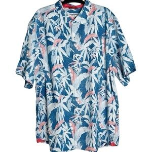 Tommy Bahama Nova Wave Fiesta Fronds Seersucker Blue Camp Shirt Men's Size‎ XL